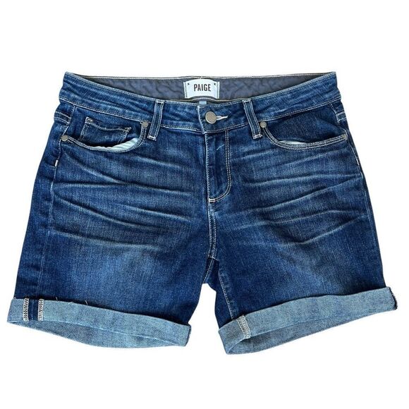 PAIGE GRANT SHORT WOMENS DENIM JEAN SHORTS SIZE 27 DARK WASH SUMMER CASUAL - Picture 2 of 7